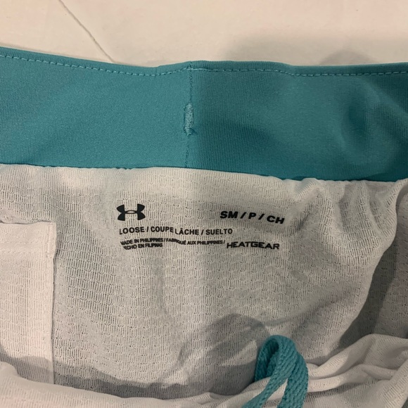 Under Armour Athletic shorts. Blue/teal/gray. Size-SM. Worn once. New condition. - Picture 3 of 5